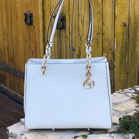 NWT Michael Kors Sofia Optic White Large Tota Leat 